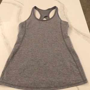 Fitted grey tank top with mesh detail